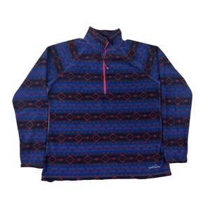 EDDIE BAUER Womens Fleece Western Aztec‎ Quarter Zip Pullover Sweater Size XL